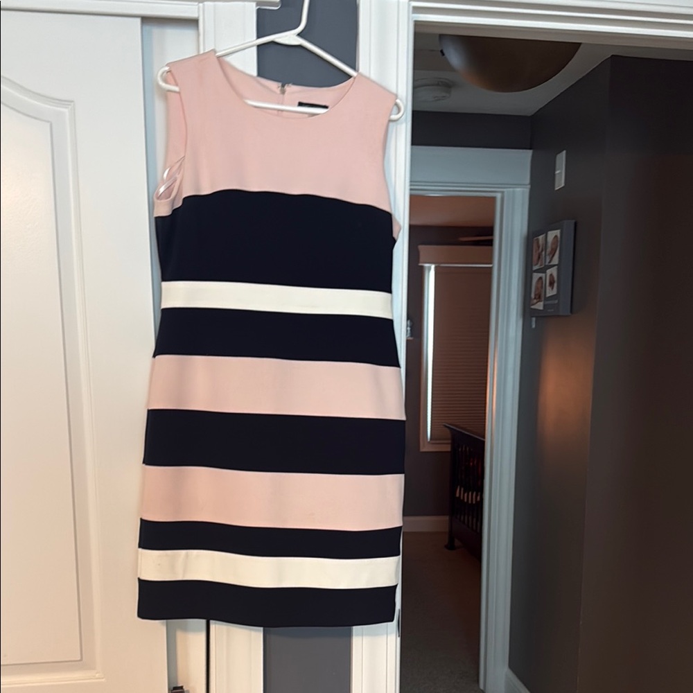 Elegant Pink and Black Striped Dress